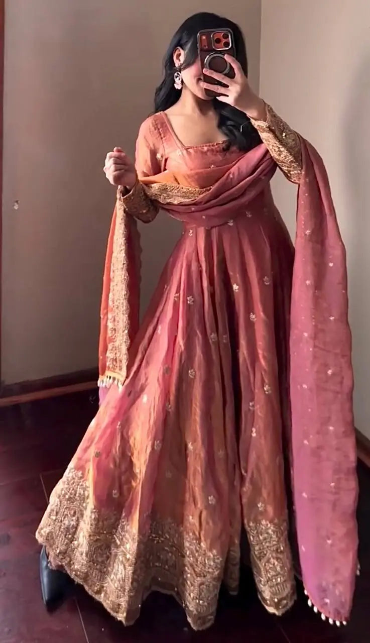 Ready to Wear Two Tone Anarkali Gown Set