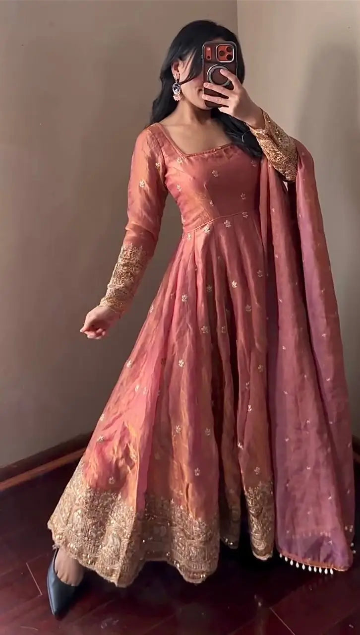 Ready to Wear Two Tone Anarkali Gown Set