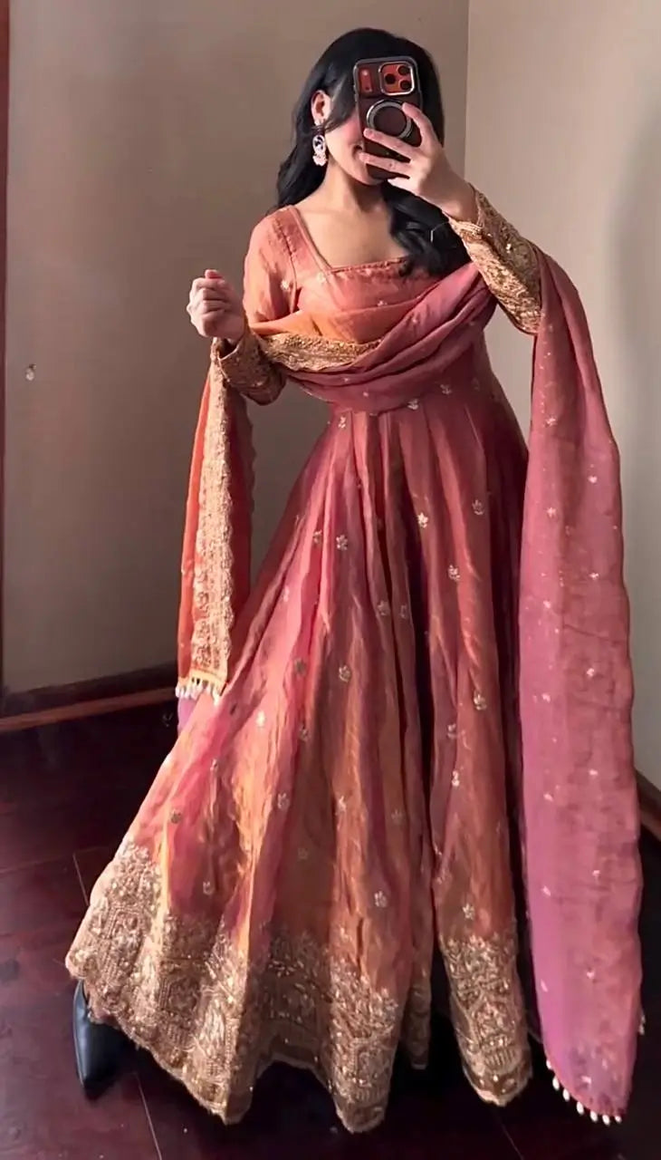 Ready to Wear Two Tone Anarkali Gown Set