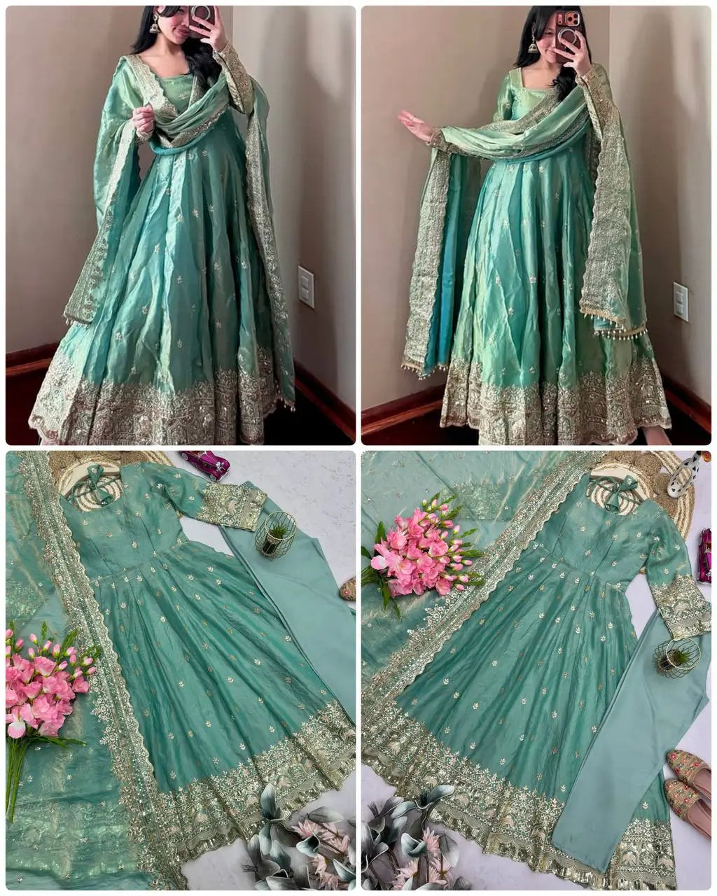 Ready to Wear Two Tone Anarkali Gown Set