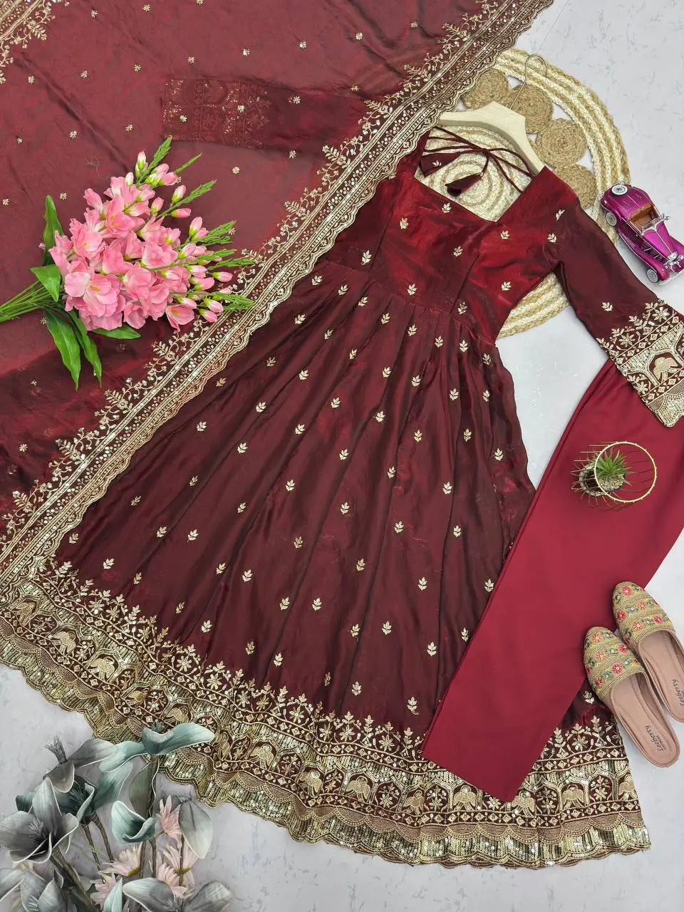 Ready to Wear Two Tone Anarkali Gown Set