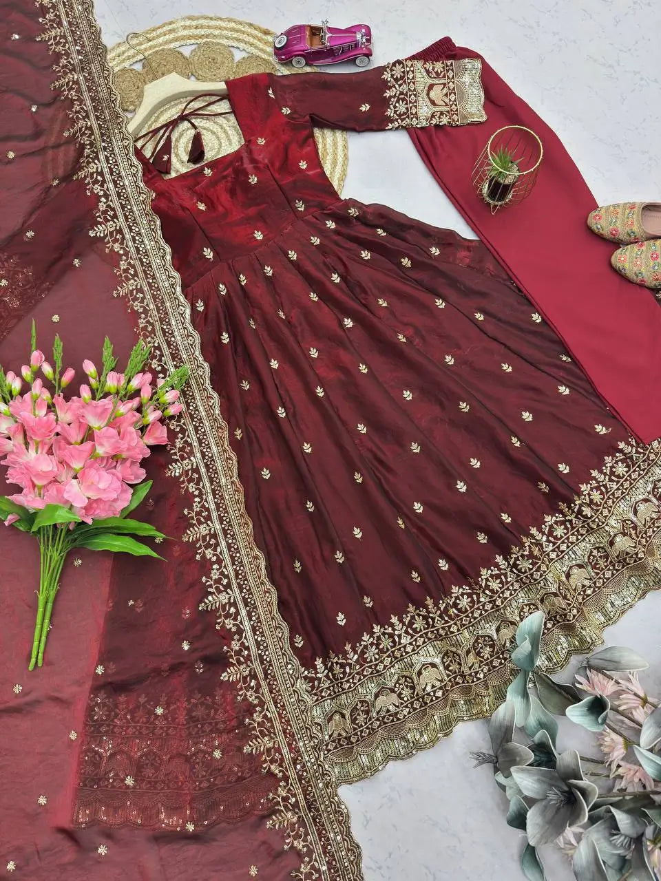 Ready to Wear Two Tone Anarkali Gown Set