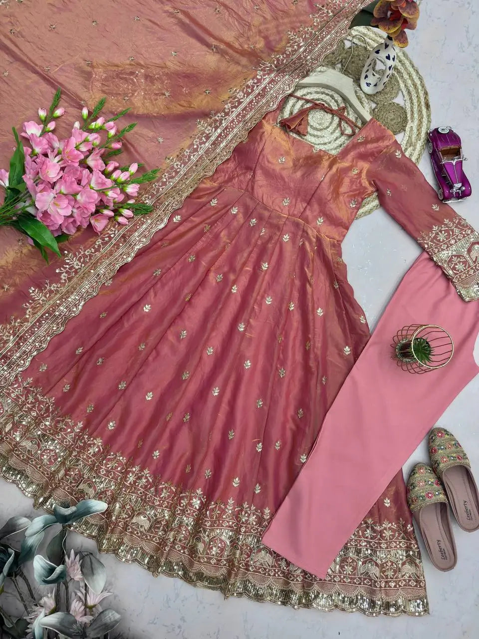 Ready to Wear Two Tone Anarkali Gown Set