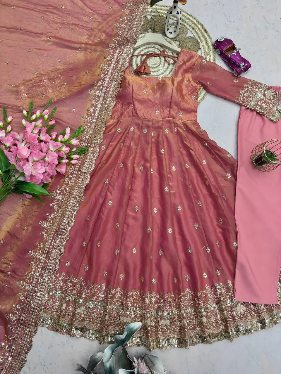 Ready to Wear Two Tone Anarkali Gown Set