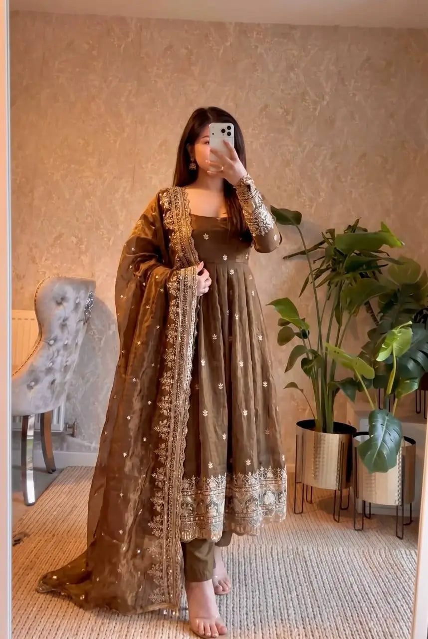 Ready to Wear Two Tone Anarkali Gown Set