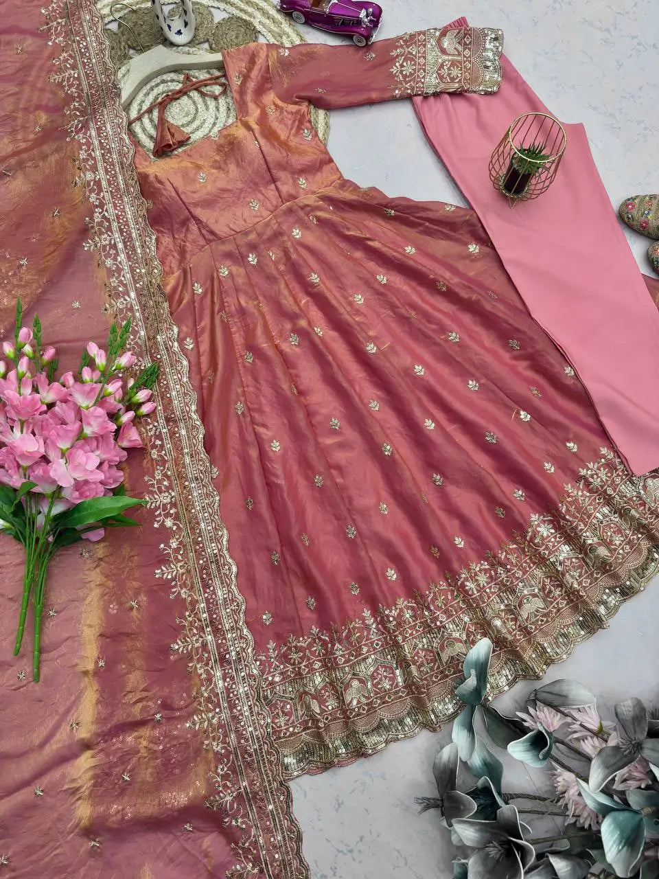 Ready to Wear Two Tone Anarkali Gown Set