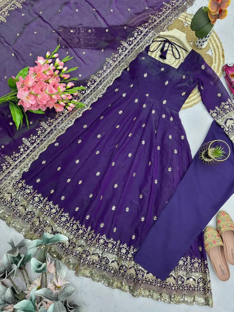 Ready to Wear Two Tone Anarkali Gown Set