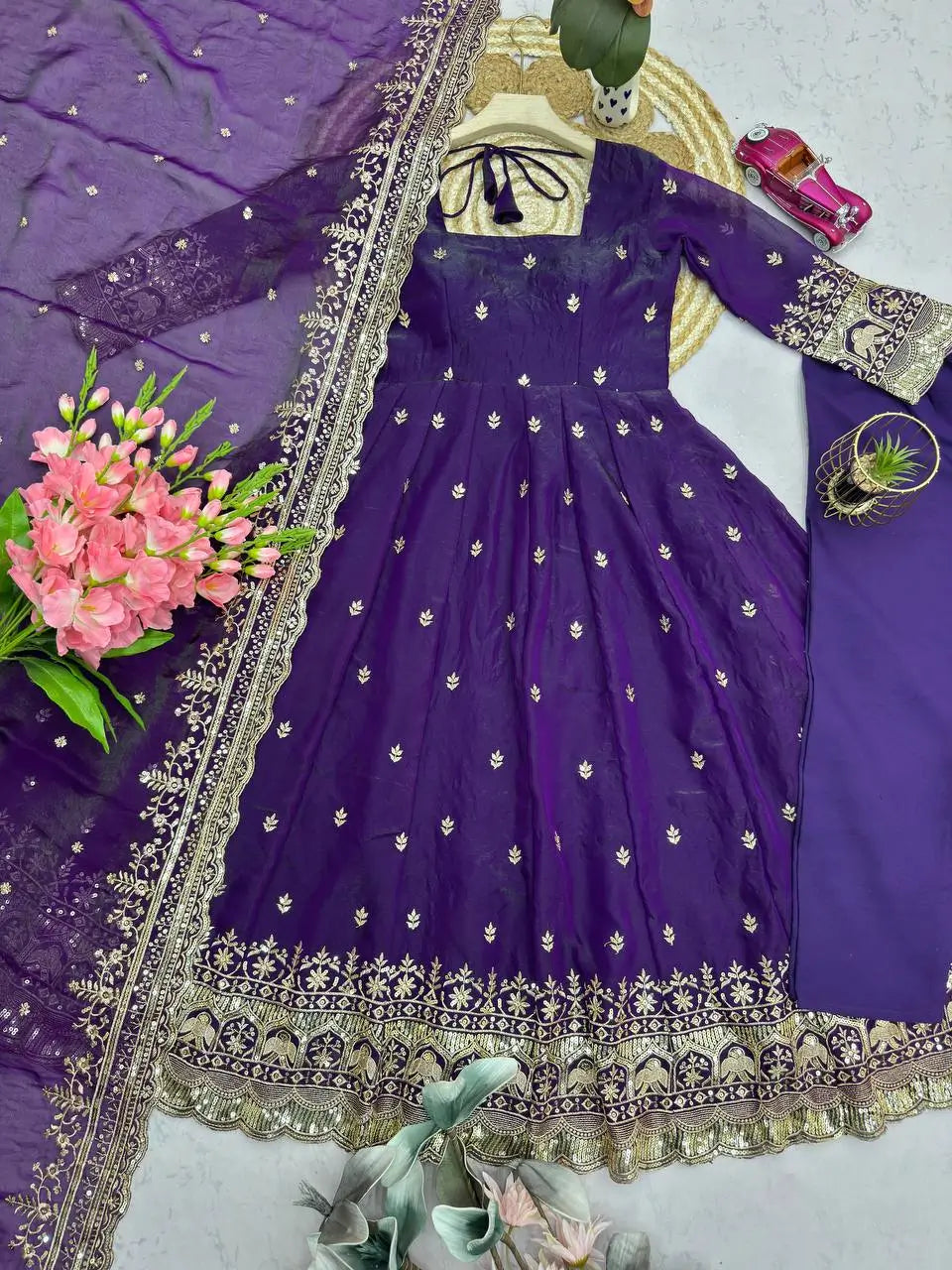 Ready to Wear Two Tone Anarkali Gown Set