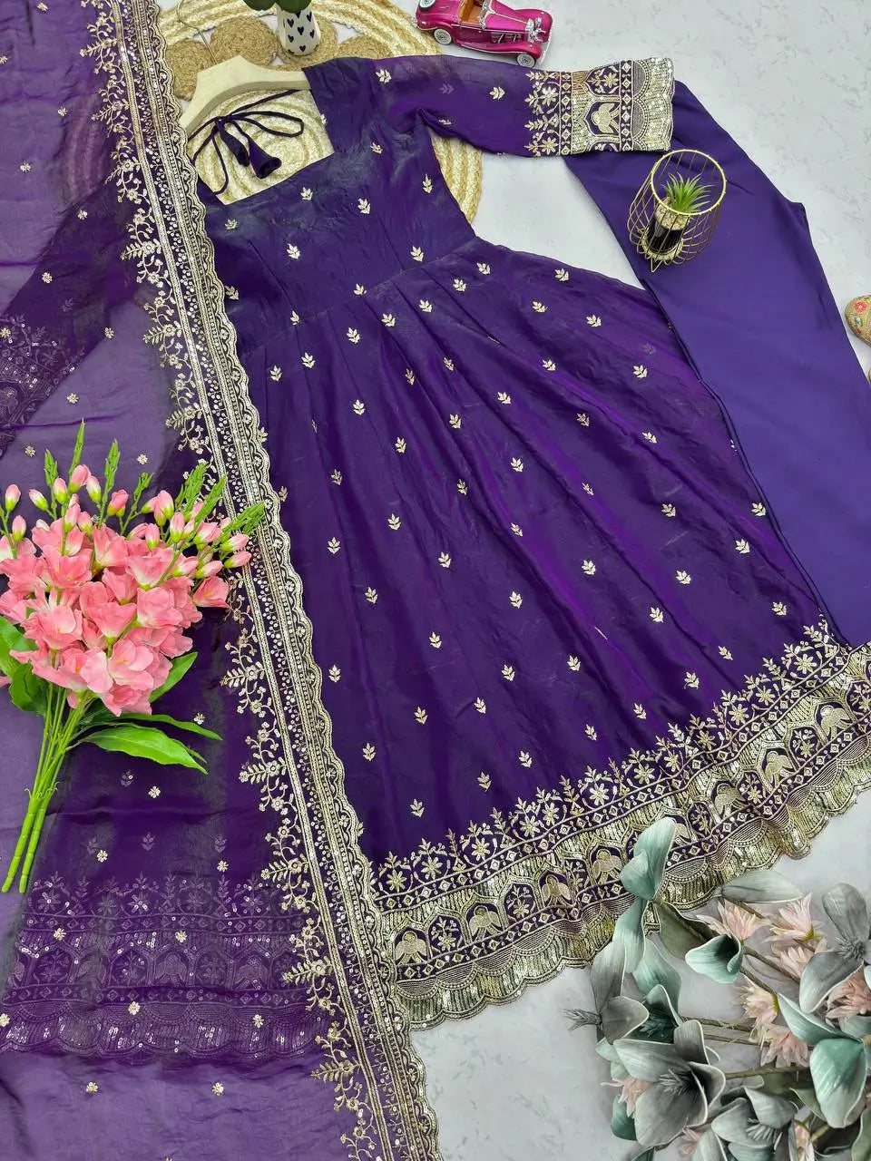 Ready to Wear Two Tone Anarkali Gown Set