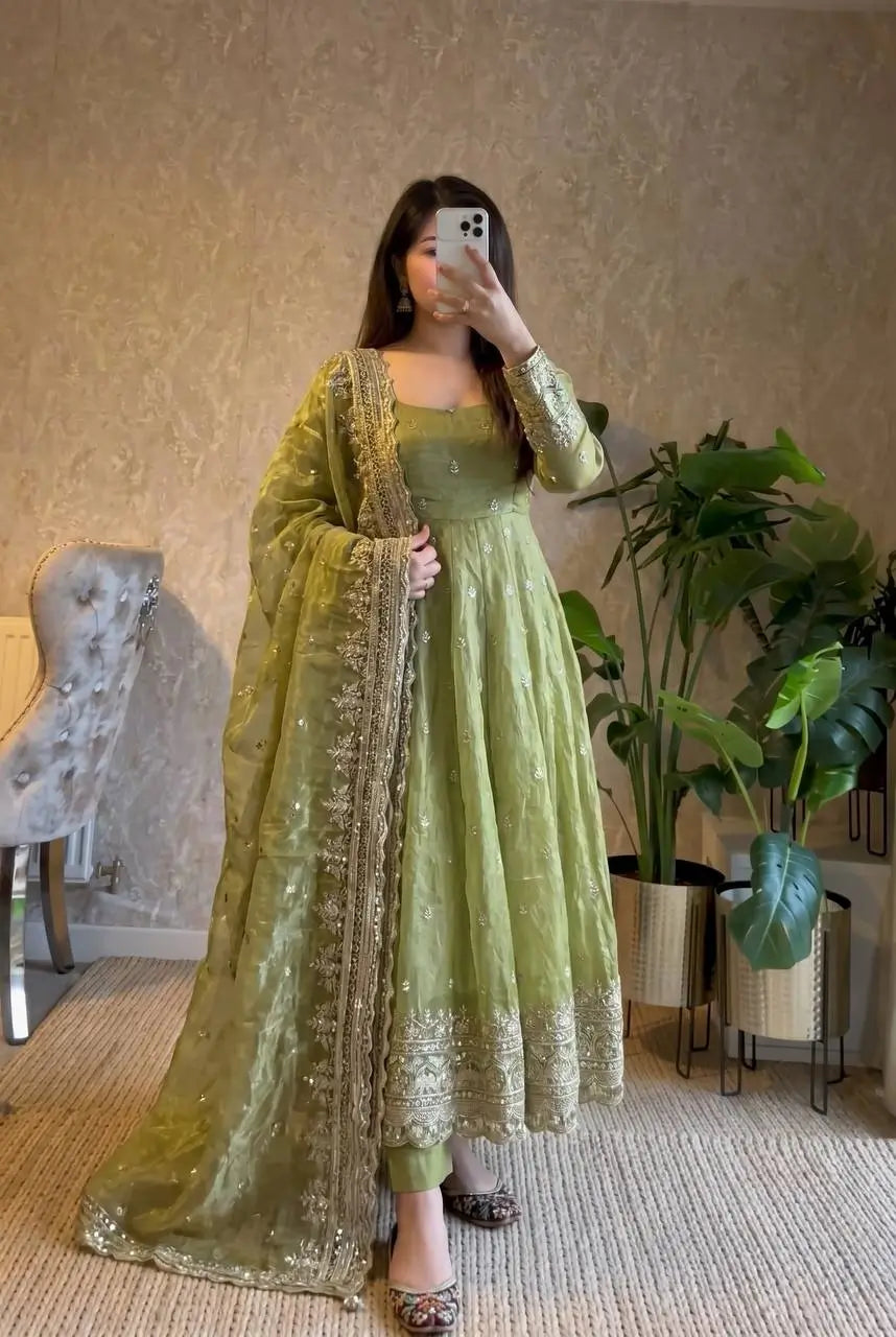Ready to Wear Two Tone Anarkali Gown Set