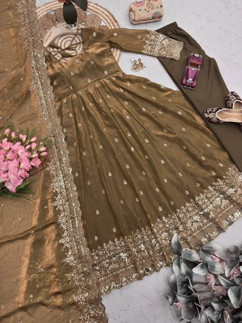 Ready to Wear Two Tone Anarkali Gown Set