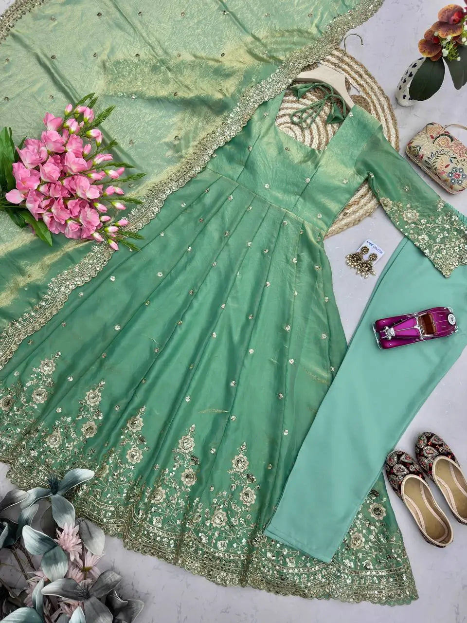 Ready to Wear Two Tone Anarkali Set