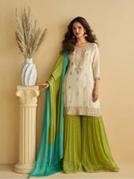 Ready to wear Chinon Silk Palazzo Suit Set for Festive and Wedding Wear
