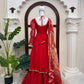 Red Anarkali Palazzo Set with Printed Dupatta