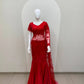 Red Beaded Lace Ready To Wear Saree