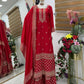 Red Chinon Silk Embroidered Sharara Suit with Dupatta – Heavy Sequence Work | Wedding & Festive Wear