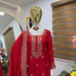 Red Chinon Silk Embroidered Sharara Suit with Dupatta – Heavy Sequence Work | Wedding & Festive Wear