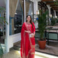 Red Chinon Silk Embroidered Sharara Suit with Dupatta – Heavy Sequence Work | Wedding & Festive Wear