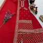 Red Chinon Silk Embroidered Sharara Suit with Dupatta – Heavy Sequence Work | Wedding & Festive Wear