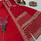 Red Chinon Silk Embroidered Sharara Suit with Dupatta – Heavy Sequence Work | Wedding & Festive Wear
