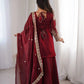 Red Elegant Fendy Silk Sharara Suit Set for Festive and marriage guest outfit