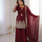 Red Elegant Fendy Silk Sharara Suit Set for Festive and marriage guest outfit