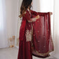 Red Elegant Fendy Silk Sharara Suit Set for Festive and marriage guest outfit
