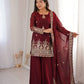 Red Elegant Fendy Silk Sharara Suit Set for Festive and marriage guest outfit