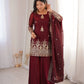 Red Elegant Fendy Silk Sharara Suit Set for Festive and marriage guest outfit