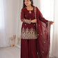 Red Elegant Fendy Silk Sharara Suit Set for Festive and marriage guest outfit