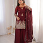 Red Elegant Fendy Silk Sharara Suit Set for Festive and marriage guest outfit