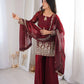Red Elegant Fendy Silk Sharara Suit Set for Festive and marriage guest outfit