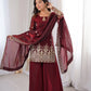 Red Elegant Fendy Silk Sharara Suit Set for Festive and marriage guest outfit