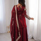 Red Elegant Fendy Silk Sharara Suit Set for Festive and marriage guest outfit