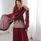 Red Elegant Fendy Silk Sharara Suit Set for Festive and marriage guest outfit