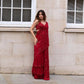 Red Faux Georgette Designer Mirror Work Saree with Jari Dori Embroidery & Ruffled Skirt | Wedding Party Wear