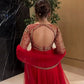 Red Faux Georgette Embroidered Sharara Set with Dupatta | Front & Back Embroidery | Party & Wedding Wear