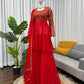 Red Faux Georgette Embroidered Sharara Set with Dupatta | Front & Back Embroidery | Party & Wedding Wear