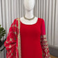 Red Faux Georgette Sequence Anarkali Set