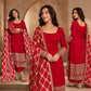 Red Faux Georgette Sequence Anarkali Set