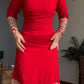 Red Faux Georgette Sequence Anarkali Set