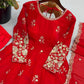 Red Floral Sequin Anarkali Gown
