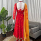 Red Foux Georgette Printed Suit Set for Festive and Party Wear