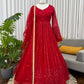Red Fox Georgette Embroidered Lehenga Set with Dupatta