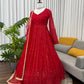 Red Fox Georgette Embroidered Lehenga Set with Dupatta
