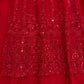 Red Fox Georgette Embroidered Lehenga Set with Dupatta