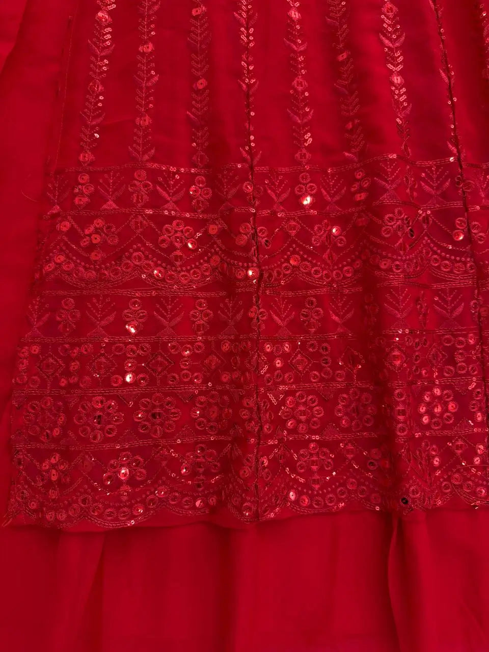 Red Fox Georgette Embroidered Lehenga Set with Dupatta