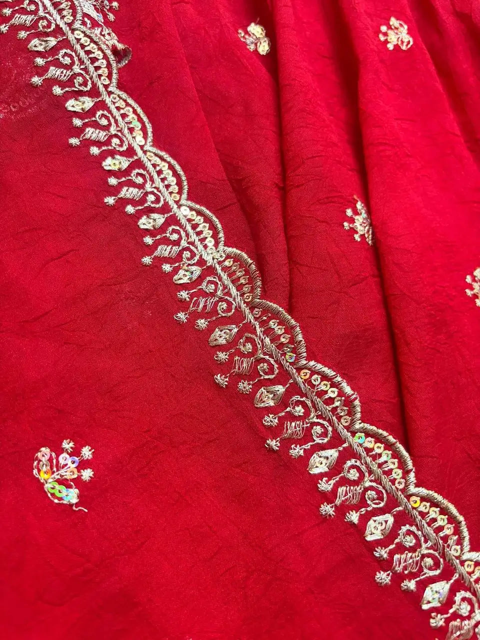 Red Georgette Embroidered Anarkali Set with Dupatta