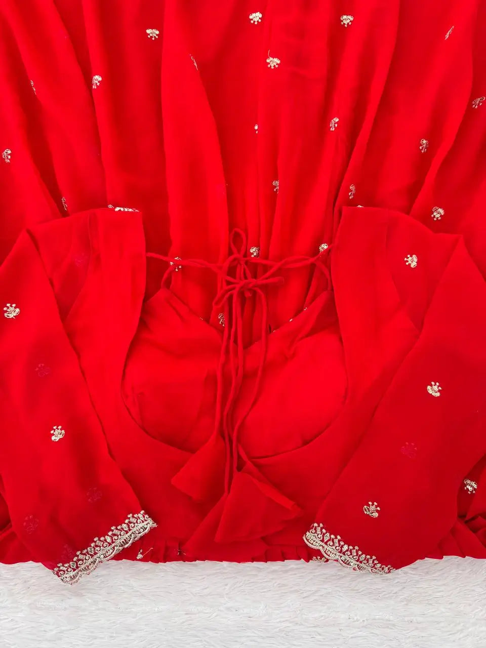 Red Georgette Embroidered Anarkali Set with Dupatta