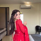 Red Georgette Embroidered Anarkali Set with Dupatta